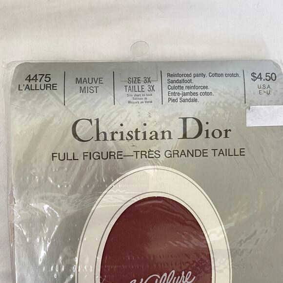 NWT Vintage Christian Dior Pantyhose in Mauve Mist Size 3XL - Picture 2 of 4